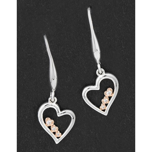 Picture of 2 TONE HEARTS IN HEART EARRINGS